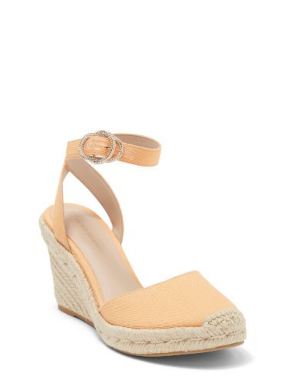 Stuart Weitzman Women's Natural Crystal Buckle Espadrille Wedge Sandal Sz 11